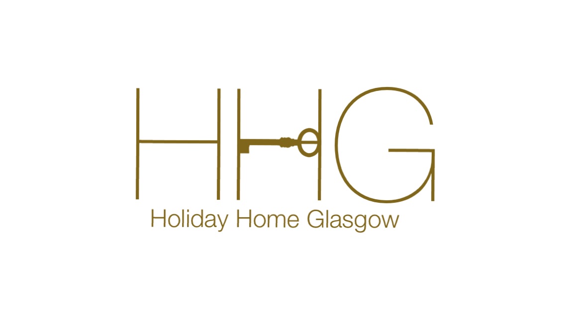 Holiday Home Glasgow Logo with three gold letters and a gold key